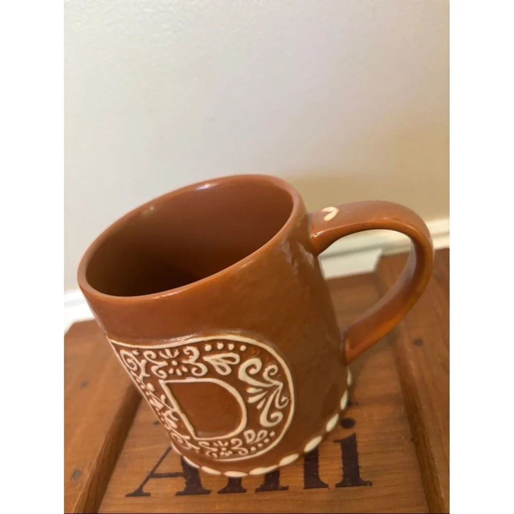 NEW pottery barn gingerbread mug monogrammed D